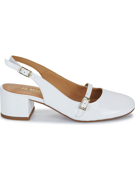 JB Martin Jane Γόβες Slingback Δερμάτινες με Χοντρό Χαμηλό Τακούνι Λευκές ALJ352-30-P