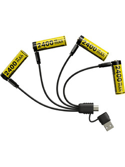 Nitecore NH2400 USB-C + Charger Rechargable ΑΑ 2400mAh 4τμχ