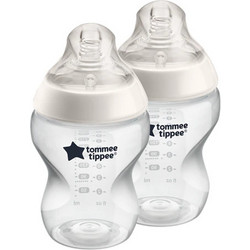 Tommee Tippee Closer To Nature Σετ Πλαστικά Μπιμπερό με Θηλή Σιλικόνης κατά των Κολικών 0+ Μηνών Beige 2x260ml