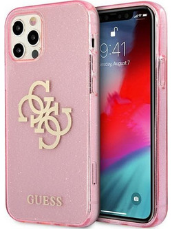 Guess Logo Glitter Back Cover Pink (iPhone 12 Pro Max )