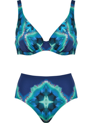 Naturana Bikini Set Ψηλόμεσο Navy Μπλε Τιρκουάζ 771202