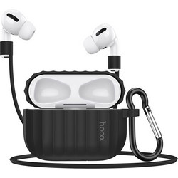 Hoco WB20 Fenix Σετ Θήκη Σιλικόνης με Γάντζο για Apple AirPods Pro 1 Μαύρη
