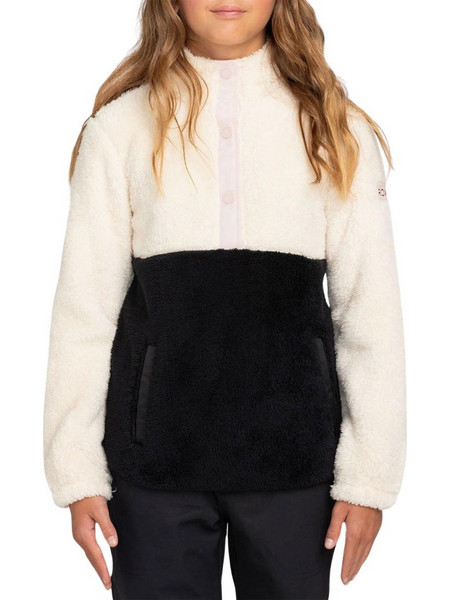 Roxy Παιδική Ζακέτα Fleece με Φερμουάρ Μπεζ Μαύρη ERGFT03941-TDQ0