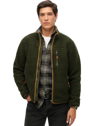 Superdry Ανδρική Ζακέτα Fleece με Φερμουάρ Χακί M2014140A-1KM