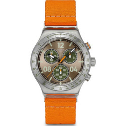 Swatch Ανδρικό Ρολόι Χρονογράφος με Πορτοκαλί Υφασμάτινο Λουράκι YVS101