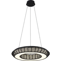 Sunlight Zeus-P-BK Κρεμαστό Φωτιστικό Οροφής Μονόφωτο LED με Ρυθμιζόμενο Λευκό Φως Μαύρο