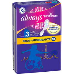 Always Platinum Ultra Night Μέγεθος 3 Σερβιέτες με Φτερά για Αυξημένη Ροή 5 Σταγόνες 12τμχ