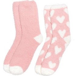 Pink Label Fleece Γυναικείες Κάλτσες με Σχέδια Ροζ 2Pack SC-W210-006