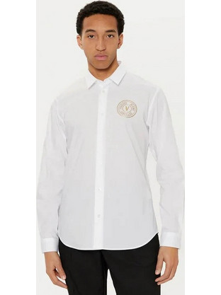 Versace Ανδρικό Πουκάμισο Βαμβακερό Μακρυμάνικο Slim Fit Λευκό 78GALYS278UP201-G03