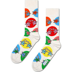 Happy Socks Elton John Glasses Βαμβακερές Γυναικείες Κάλτσες με Σχέδια Εκρού Πολύχρωμες P000671