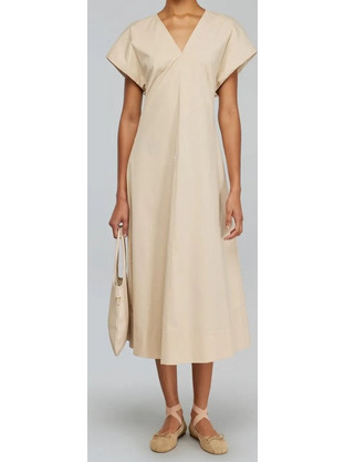 Semi Couture Mini Καλοκαιρινό Βραδινό Φόρεμα με Δαντέλα Μπεζ Y5SK05