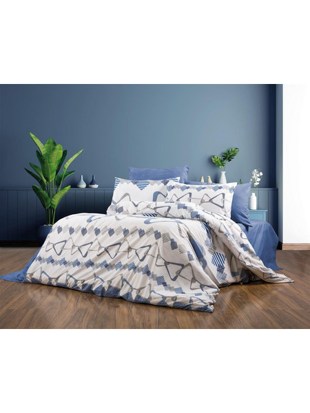 Dimcol Σετ Σεντόνια King Size 240x270 Δαρεία 489 White Blue
