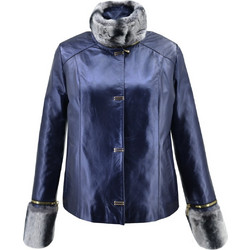 Leather 100 Γυναικείο Μπουφάν Χειμωνιάτικο Δερμάτινο Μακρύ Navy Μπλε 47S-W-2045