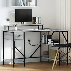 vidaXL Γωνιακό Γραφείο Ξύλινο με Βιβλιοθήκη 120x79x86.5cm 859403
