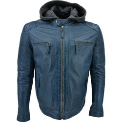 Leather 100 Ανδρικό Μπουφάν Χειμωνιάτικο Δερμάτινο Navy Μπλε 37-M-WILLIAM