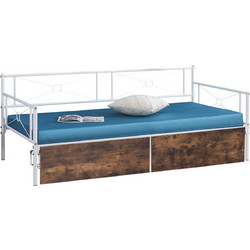 HomeMarkt BERNIE Καναπές Κρεβάτι Μονό Μεταλλικό με Τάβλες 90x190cm HM21121.01