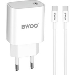 Bwoo CDA159 Φορτιστής με Καλώδιο USB-C με Θύρα USB-C 20W Power Delivery
