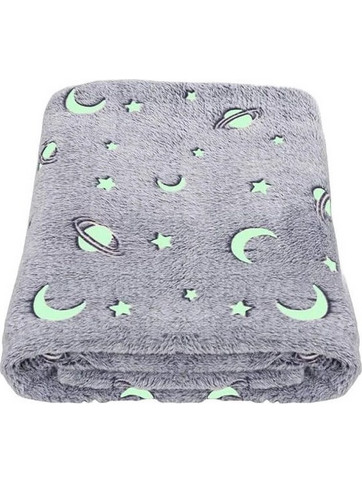 Παιδική Κουβέρτα Fleece Αστεράκια Φωσφοριζέ 120x150 Γκρι