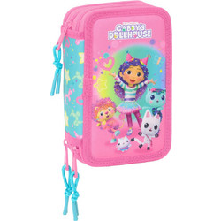 Safta Gabby's Dollhouse Confetti Κασετίνα Γεμάτη με 3 Θήκες Ροζ 412527857