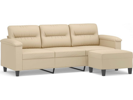 vidaXL Τριθέσιος Καναπές Microfiber Εκρού 210x77x80cm 3201235
