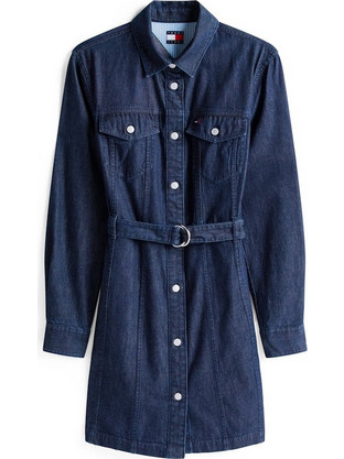Tommy Jeans Mini Καθημερινό Φόρεμα Σεμιζιέ Τζιν Navy Μπλε DW0DW21649-1BK