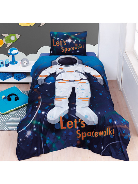 Beauty Home Art 6227 Spacewalk Σετ Παιδική Παπλωματοθήκη Μονή Βαμβακερή 170x240 Navy Μπλε