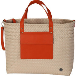 Percey Ψάθινη Τσάντα Θαλάσσης Ώμου Κόκκινη 37x40cm WHB-BE700125