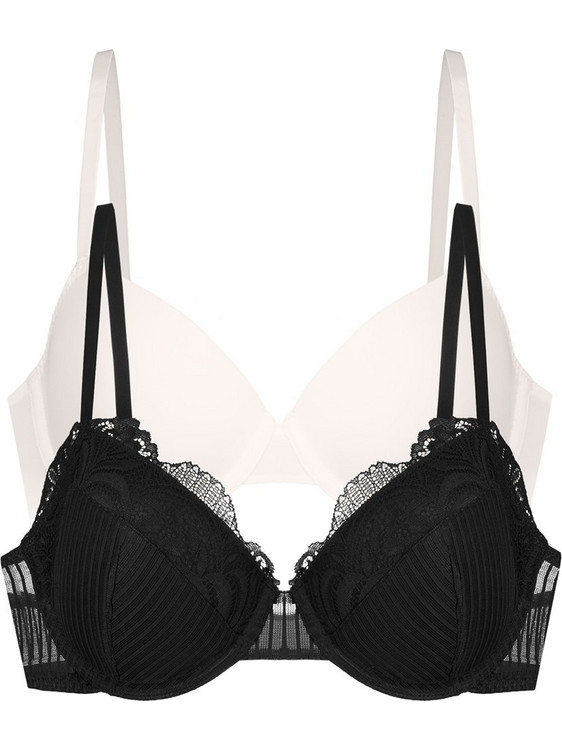 Dorina Σουτιέν με Μπανέλα Μαύρο Εκρού FXTT0098LA189-2X0018