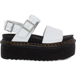 Dr. Martens Voss Quad Καλοκαιρινές Γυναικείες Πλατφόρμες Χαμηλές Λευκές 26725100