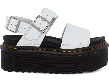Dr. Martens Voss Quad Καλοκαιρινές Γυναικείες Πλατφόρμες Χαμηλές Λευκές 26725100