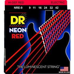DR Strings Neon Red Σετ 6 Χορδές Ηλεκτρικής Κιθάρας Nickel Plated Steel 9-42" Light Tension