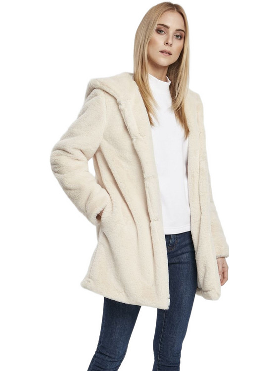 Urban Classics Γυναικεία Γούνα με Κουκούλα Εκρού TB2375-00555