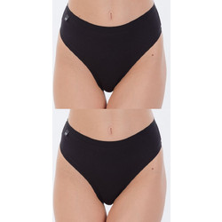 Mei Βαμβακερά Ψηλόμεσα Γυναικεία Slip Μαύρα 2Pack 2012-BL