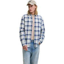 Jack & Jones Ανδρικό Πουκάμισο Βαμβακερό Καρό Μακρυμάνικο Κανονική Γραμμή Λευκό Μπλε 12282354