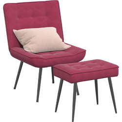 vidaXL Πολυθρόνα Relax με Υποπόδιο Βελούδινη Μπορντό 4012331