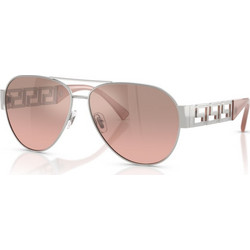 Versace VE2289 10017E Ανδρικά Γυαλιά Ηλίου Aviator Μεταλλικά Ασημί με Ροζ Φακό