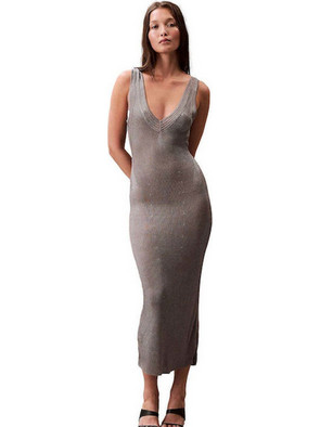 Calvin Klein Midi Καλοκαιρινό Βραδινό Φόρεμα Πλεκτό LV047C304G-QXL