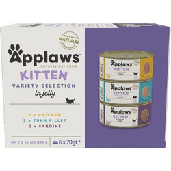 Applaws Kitten Variety Selection Chicken, Tuna & Sardine in Jelly 6x70gr