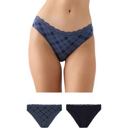 Minerva Γυναικεία Slip με Δαντέλα Navy Μπλε 2Pack 90-81326-965