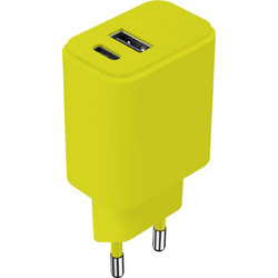 Setty Φορτιστής χωρίς Καλώδιο με Θύρα USB-A & Θύρα USB-C 20W Power Delivery Lime
