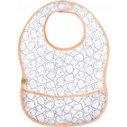Laessig Little Spookies Αδιάβροχη Σαλιάρα Πλαστική με Κουμπί & Τσέπη 6m+ Σομόν