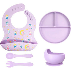 QueenMother Βρεφικό Σετ Φαγητού Σιλικόνης Fairy Purple 5τμχ
