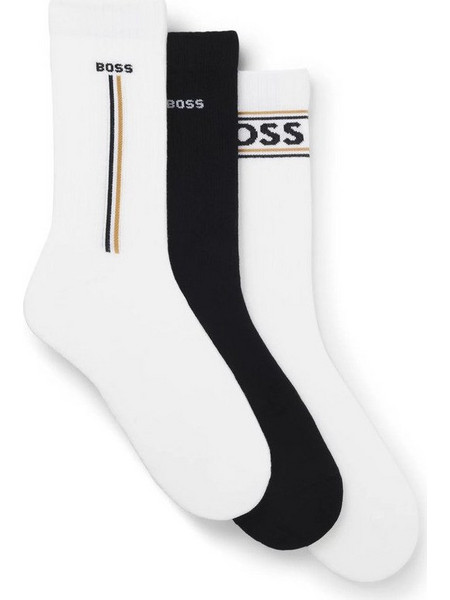 Hugo Boss Ανδρικές Κάλτσες Ψηλές Μαύρες Λευκές 3Pack 50547916-960
