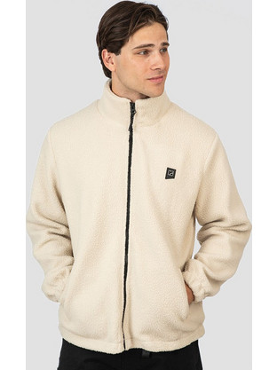 Rebase Ανδρική Ζακέτα Fleece με Φερμουάρ Μπεζ ZA7010-OW