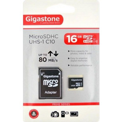Gigastone microSDHC 16GB Class 10 UHS-I 80MB/s + Adapter