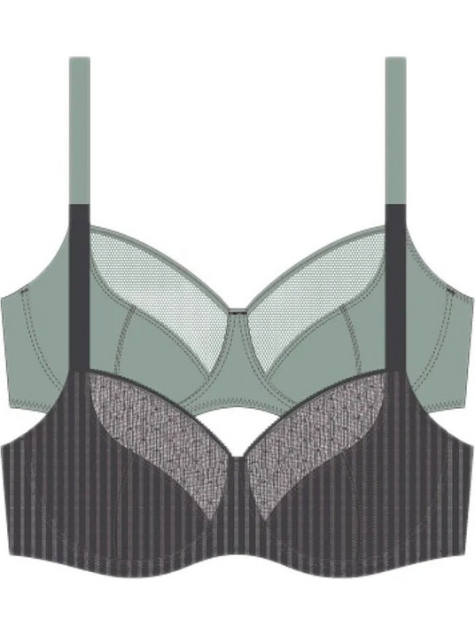 Dorina Madison PLUS Σουτιέν Minimizer με Μπανέλα Πράσινο Mint Ανθρακί FXWB0001ME018-2X0506