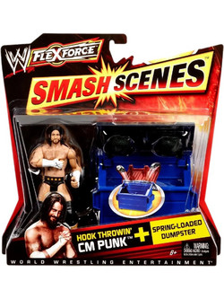 Mattel WWE Flexforce Smash Scenes Hook Throwin CM Punk & Spring-Loaded Dumpster Φιγούρα Δράσης για 8+ Ετών 17cm