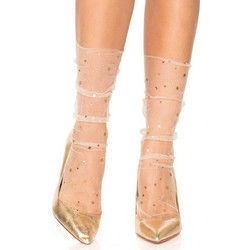 Leg Avenue Star and Moons Γυναικείες Κάλτσες Κοντές Μπεζ με Σχέδια 714718548425