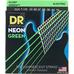 DR Strings Neon Green NGE7-10 Σετ 7 Χορδές Ηλεκτρικής Κιθάρας Nickel Plated Steel 10-56"