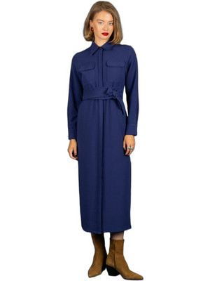 Chaton Midi Καθημερινό Φόρεμα Σεμιζιέ Navy Μπλε 130-81805